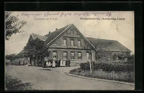 AK Niedernwöhren /Schaumbg.-Lippe, Blick auf Gastwirtschaft F. Kreft