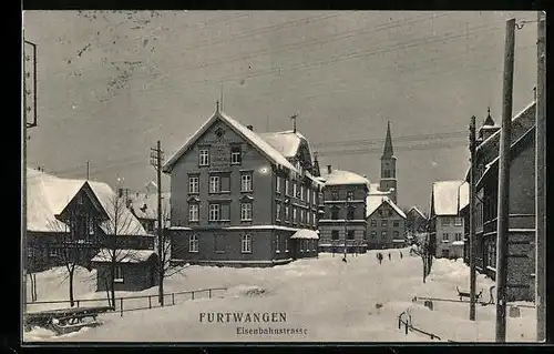 AK Furtwangen, Partie in der Eisenbahnstrasse