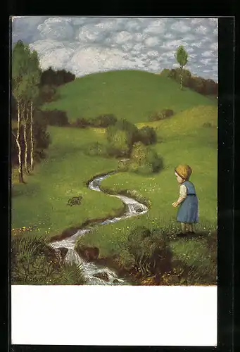Künstler-AK Matthäus Schiestl: Das Bächlein