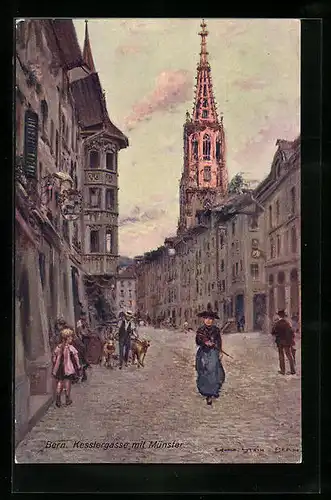 Künstler-AK A.M. Luyt: Bern, Kesslergasse mit Münster