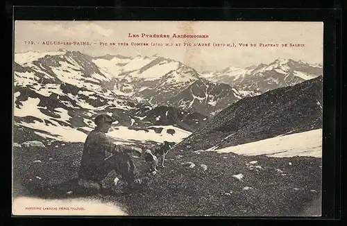 AK Aulus-les-Bains, Pic de Très Comtes et Pic d`Aubé, Vue du Plateau de Saleix
