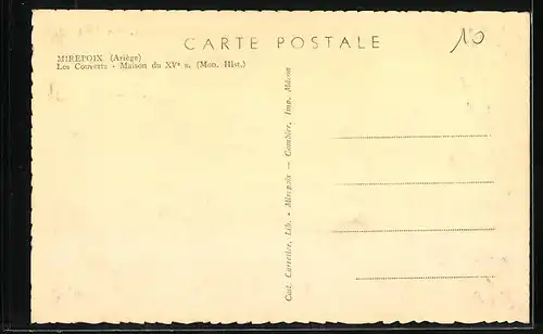 AK Mirepoix, Les Couverts, Maison du XV.
