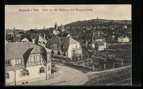 AK Arnstadt i. Thür., Blick auf Alteburg und Berggartenweg