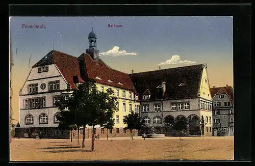 AK Feuerbach, Blick auf Rathaus
