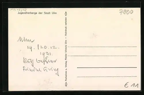 AK Ulm, Jugendherberge der Stadt Ulm