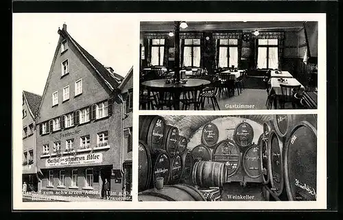 AK Ulm a. D., Gasthof zum schwarzen Adler, Frauenstr., Innen- und Aussenansicht
