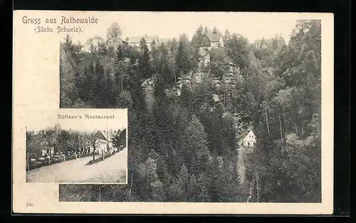 AK Rathewalde /Sächs. Schweiz, Büttners Restaurant, Ortsansicht