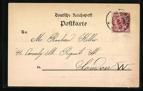 Lithographie Konstanz, Hussdenkmal, Rheinbrücke, Concil-Gebäude