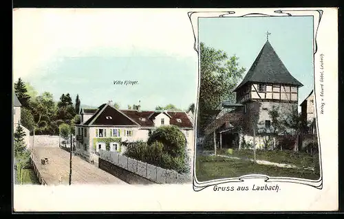 AK Laubach, Ansicht Villa Krieger