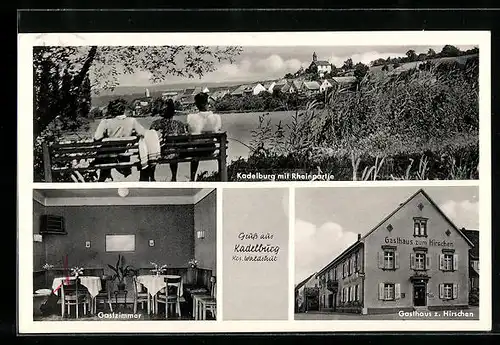 AK Kadelburg /Krs. Waldshut, Gasthaus z. Hirschen, Rheinpartie