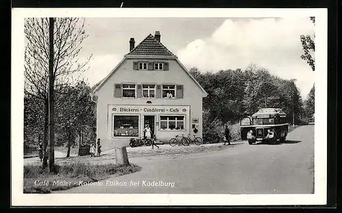 AK Ettikon bei Kadelburg, Bäckerei-Café Maier im Sommer