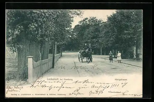 AK Lokstedt bei Hamburg, Königstrasse mit Kutsche