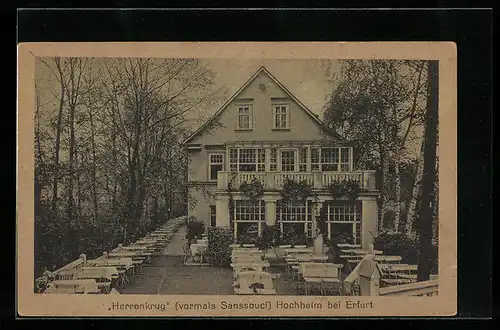 AK Hochheim bei Erfurt, Herrenkrug, Terrasse