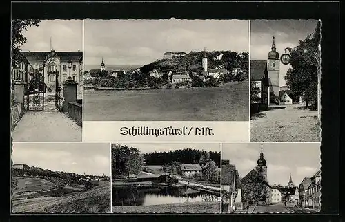 AK Schillingsfürst /Mfr., Ortsansicht, Strassenpartie, Blick zur Kirche