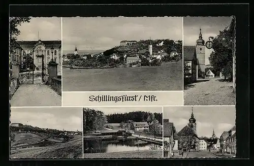 AK Schillingsfürst /Mfr., Ortsansicht, Strassenpartie, Blick zur Kirche
