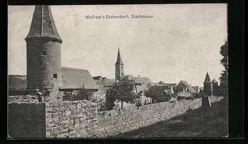 AK Wolframs-Eschenbach, Blick auf die Stadtmauer