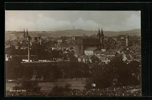 AK Hof, Ortsansicht aus der Vogelschau