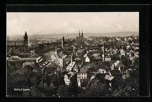 AK Hof a. d. Saale, Ortsansicht aus der Vogelschau