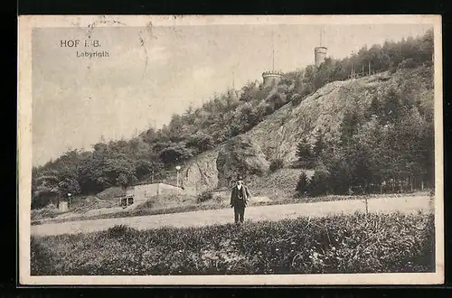 AK Hof i. B., Labyrinth mit Ruine