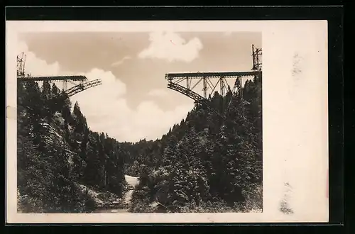 AK Bau der Ammer-Hochbrücke bei Echelsbach