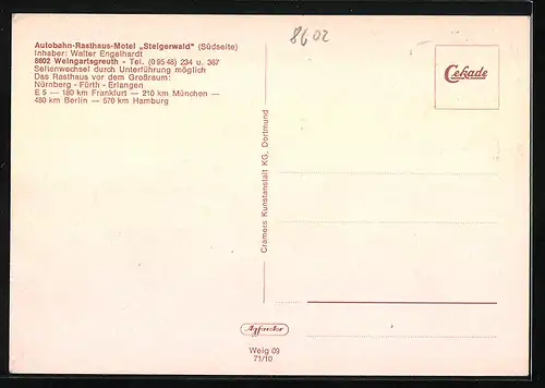 AK Weingartsgreuth, Autobahn-Rasthaus-Motel Steigerwald