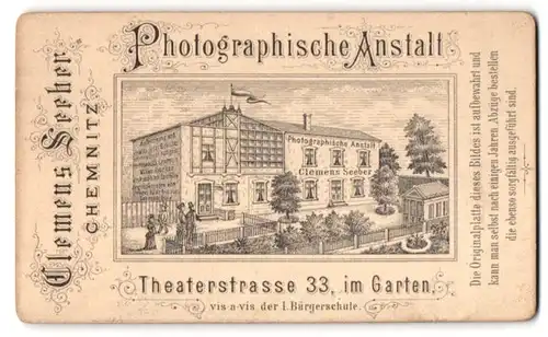 Fotografie Clemens Seeber, Chemnitz, Theaterstr. 33, Ansicht Chemnitz, Blick auf das Atelier mit Werbeaufschrift