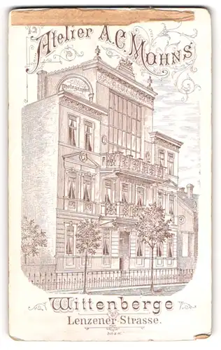 Fotografie A. C. Mohns, Wittenberge, Lenzener Str., Ansicht Wittenberge, Front des Ateliers mit Balkon