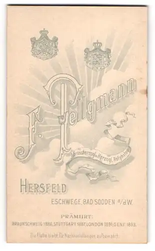 Fotografie F. tellgmann, Hersfeld, königliche Wappen und aufgehende Sonne hinter Wolken