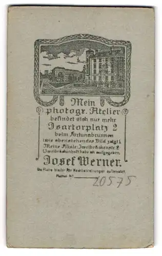 Fotografie Josef Werner, München, Isartorplatz 2, Blick auf das Eckhaus des Ateliers in der Stadt