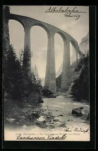 AK Filisur, Der Landwasser-Viadukt der Albulabahn