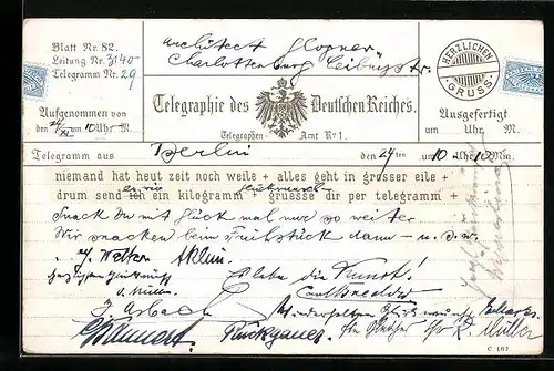 AK Telegraphie des Deutschen Reiches, ein Kilogramm Gruesse