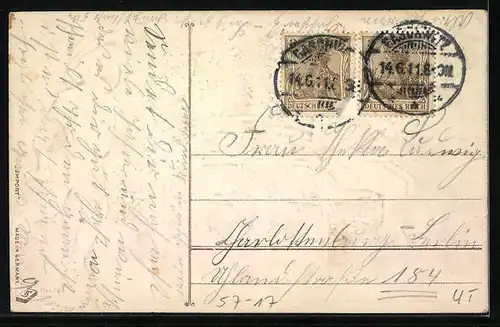 Präge-AK Kleiner Matrose in blumengeschmücktem Wagen