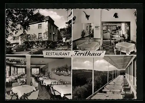 AK Werdohl-Lüdenscheid, Restaurant Forsthaus, Innen- und Aussenansicht