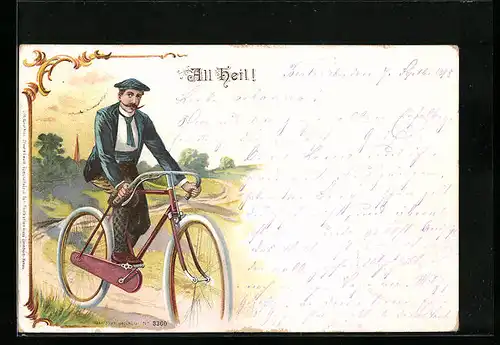 Lithographie All Heil!, Radler in Knickerbocker