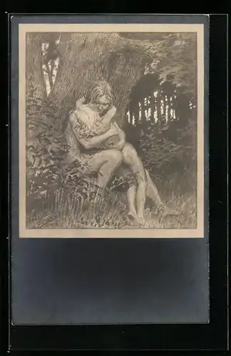 Künstler-AK Fidus: Die Beichte im Wald