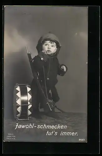 AK Kind in Uniform mit Trommel
