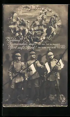 AK Kavalleristen mit Lanzen und beim Sturmangriff