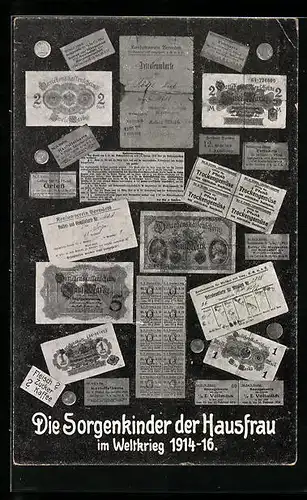 AK Sorgenkinder der Hausfrau, Lebensmittelkarten und Bezugsscheine