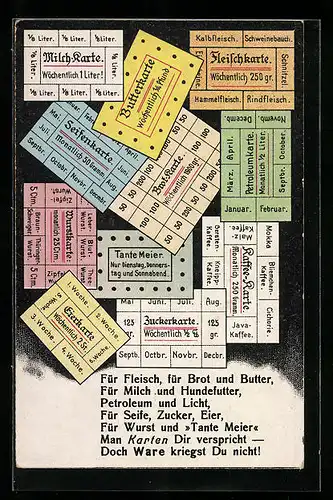 AK Lebensmittelkarten für Milch, Fleisch, Eier