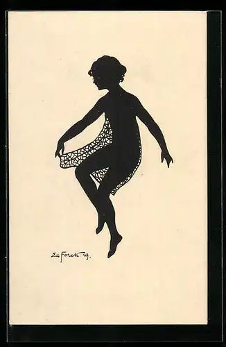 Künstler-AK Elsbeth Forck: Schattenbild Schleiertanz