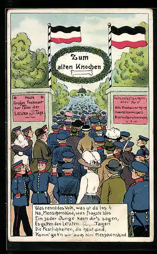 AK Zum alten Knochen, Soldaten und Zivilisten drängen zum Freikonzert zur Feier der letzten Tage, Reservistika