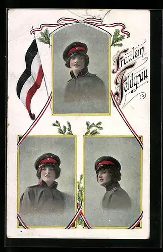 AK Fräulein Feldgrau in Uniform