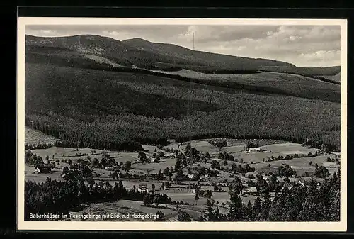 AK Baberhäuser im Riesengebirge, Panorama und Blick nach dem Hochgebirge