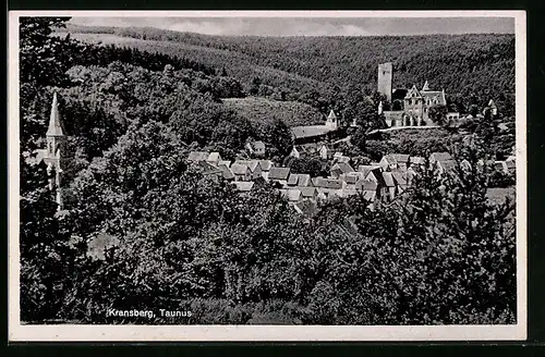 AK Kransberg /Taunus, Ortspartie mit Kirche in dichtem Wald