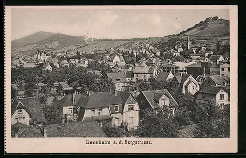 AK Bensheim a. d. Bergstrasse, Blick über die Dächer der Stadt