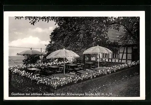 AK Lindenfels i. Odenwald, Gasthaus zur schönen Aussicht an der Nibelungen Strasse