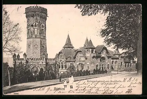 AK Barmen, Kriegerdenkmal mit Stadthalle
