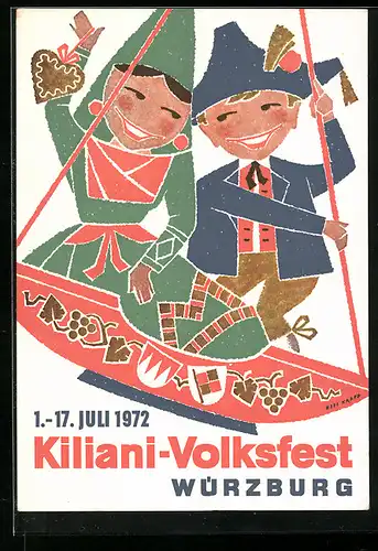 AK Würzburg, Kiliani-Volksfest, 1.-17. Juli 1972