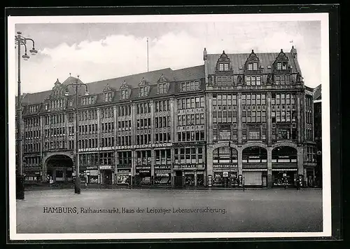 AK Hamburg, Rathausmarkt, Haus der Leipziger Lebensversichung