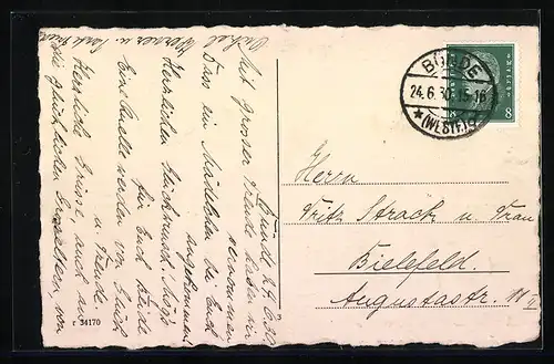 AK Bünde i. W., Eschstrasse mit Gasthaus Aug. Meyer